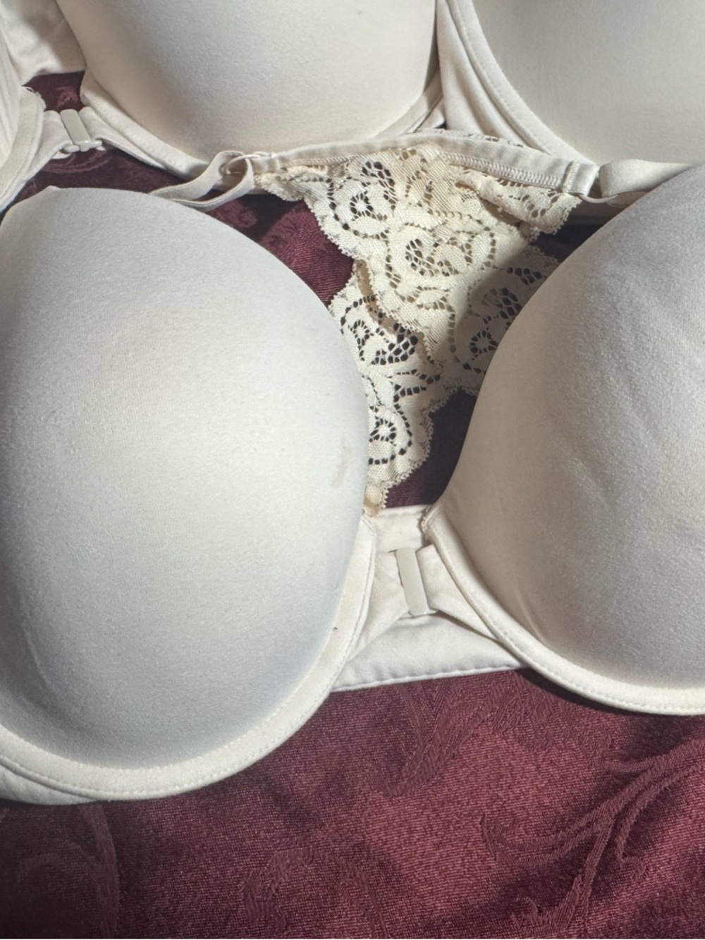2 Victoria's Secret Cream  Lace Racerback Push-Up Bra 38D *3 Bras*